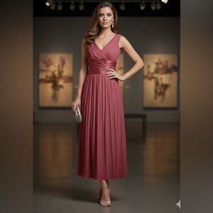 Maggy London Silk crinkle Midi Dress Size 14